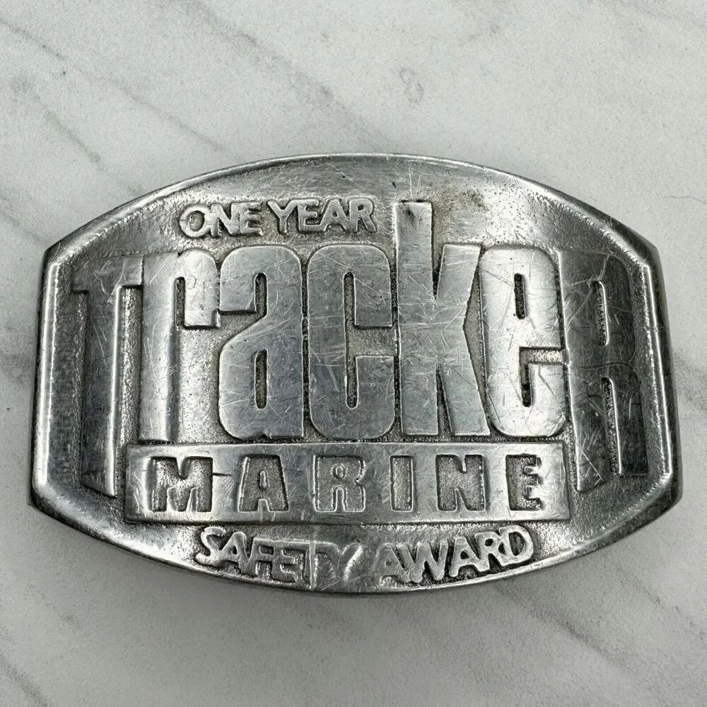 Vintage Tracker Marine Safety Award Belt Buckle 4